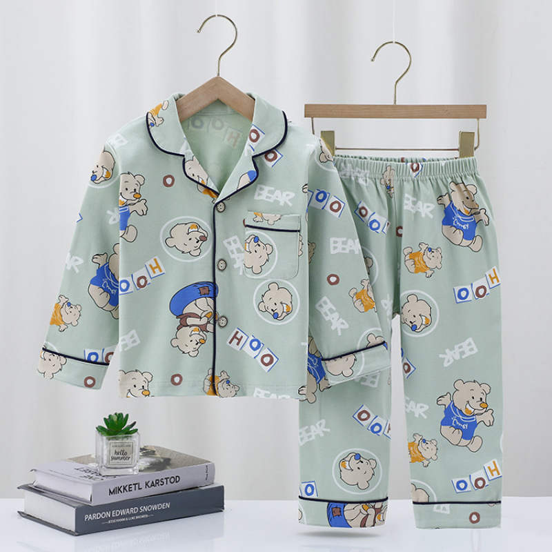 Casual Long Sleeve Winter Cartoon Knitted Pajamas Baby Kids Girls' Sleepwear Pjs Pyjamas