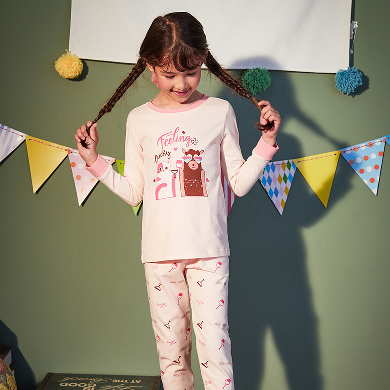 Factory Customization Wholesale Long Sleeve Knitted Korean Wholesale Kids Girl Pajamas Set