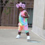 Conyson Summer Fashion Kids Girl Clothes Set Sleeveless Tie Dye Printed T-shirts+ Pants 2pcs Little Girls Tracksuits Outfits