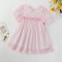 Customization Embroidery Kids Dress Summer 100% Cotton Casual Handmade Smocking Dress Boutique Party Smock Dress Girl