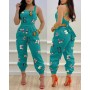 Spring And Summer New Fashion Suspender Vest Apparel Boutique Clothing Backless Bow Print High Waist Jumpsuit Women Clothes