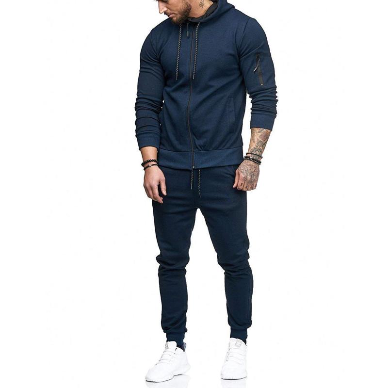 Conyson High Quality Custom Logo Spring Jumpsuit Plus Size Tracksuit Men's 2Pcs Sport Wear Slim Joggers Hoodies Long Men Set
