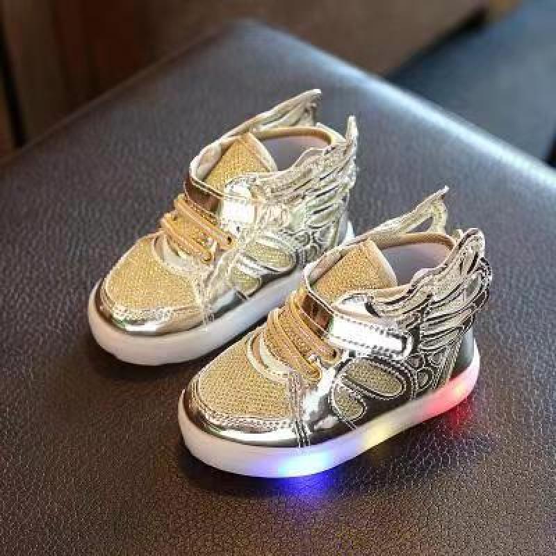 Conyson Hot Sale Casual Style Mid-top Size 21-30 Kids Boys Girls Led Sequin Wing Sport Sneakers Elsa Running Sports Shoes