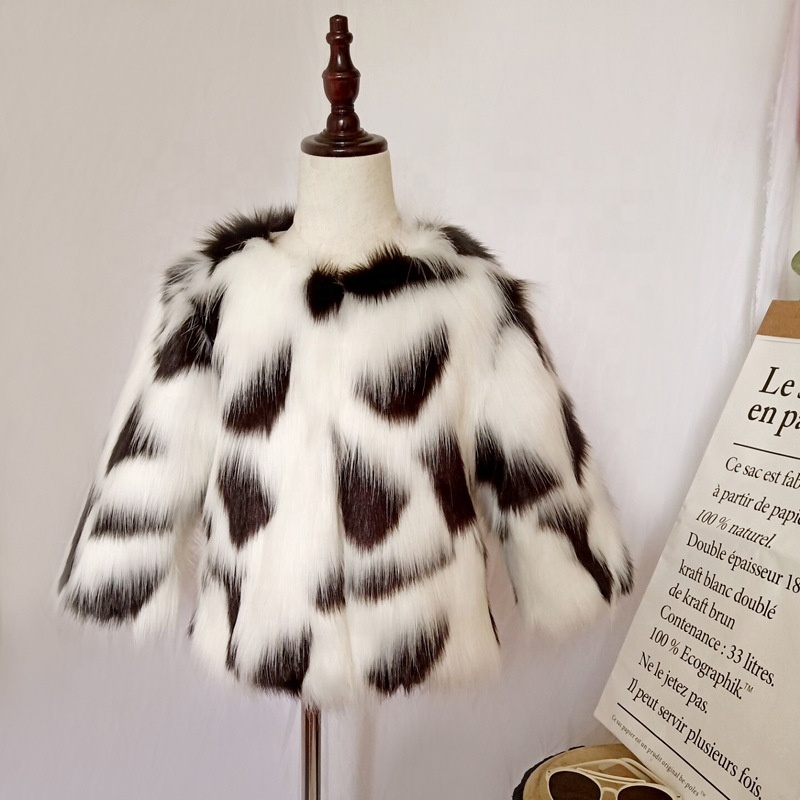 New Autumn And Winter Kids Lovely Warm Plush Coat Girls Colorful Faux Fur coat jacket