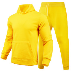 Factory sale fashion wear Custom Logo Made solid color Men's long Clothes Two-Piece Adult hoodie+pants Set Men's Clothing outfit