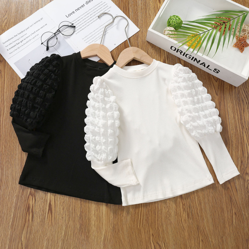 Conyson Spring Girls Baby Bottoming Shirt New Children's Fashion Long-sleeved T-shirt Kids Outer Wear Puff Sleeve Sweater