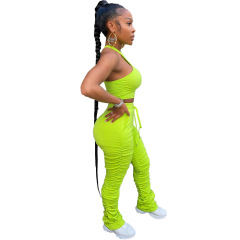 Wholesale Customize Tracksuit New Design Jogger Summer Plus Size Fitness Halter Top Sleeveless Sexy Two Pcs seamless Women Set