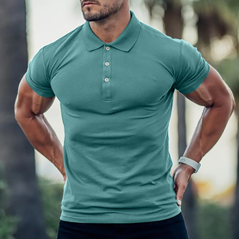 Conyson Fitness Custom Sport Muscle Cotton Button Gym Men's Polo Shirts With Collar Men's Solid Color T-shirt Multi-Color Shirt