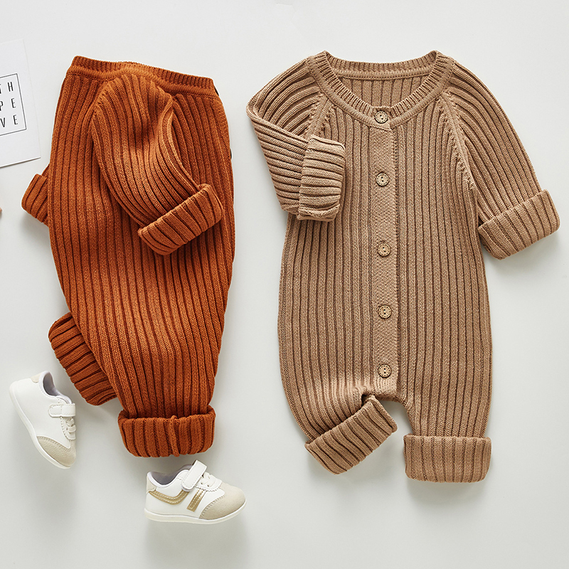 2022 Autumn Baby Romper Knitted Newborn Girls Boys Jumpsuit Outfit Solid Toddler Children Clothing Long Sleeve One Piece