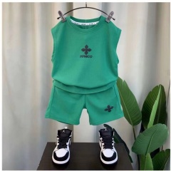 Conyson Wholesale Summer Baby Clothes Fashion Sleeveless Children Cartoon Printed Outfit Kids Clothing Boys' Two Piece Short Set