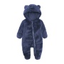 Conyson Stock Lot Solid Long Sleeve Children Clothing Vintage Zipper Outfit Hooded New Born Baby Boy Girl Winter Romper