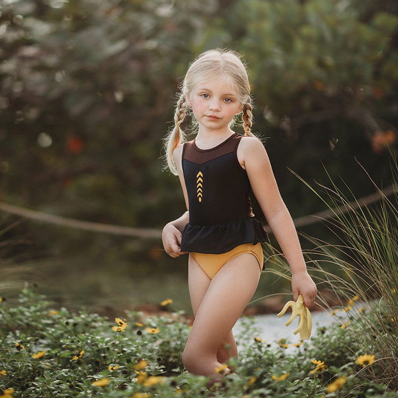 Conyson Wholesale Summer Kids Beach Clothes Fitness Sexy Ruffles Triangle Custom Kids Piece Bikini Skirt Swimwear for Kids Girls