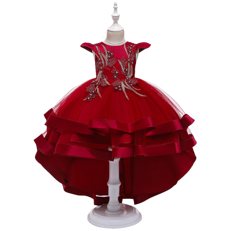 Conyson Wholesale Custom O-Neck A-Line baby Sleeveless pure color clothes Kid Girls Boutique princess Party Dress Kid full dress
