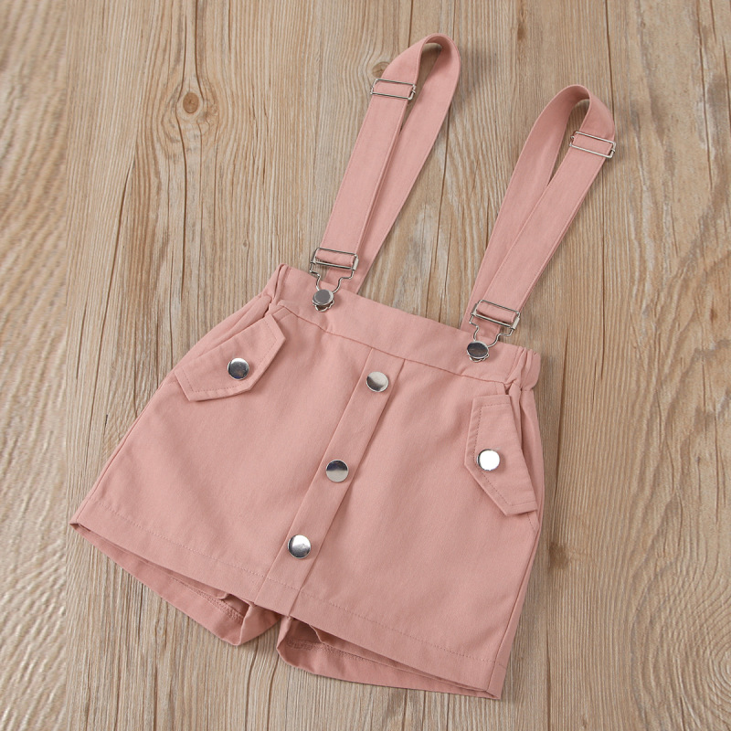 Fashion 2pcs Kid Girls Outfit Sets Casual Summer Girl Clothes Set Flying Sleeve Top Suspender Shorts 2pcs Suit Casual Kids Set