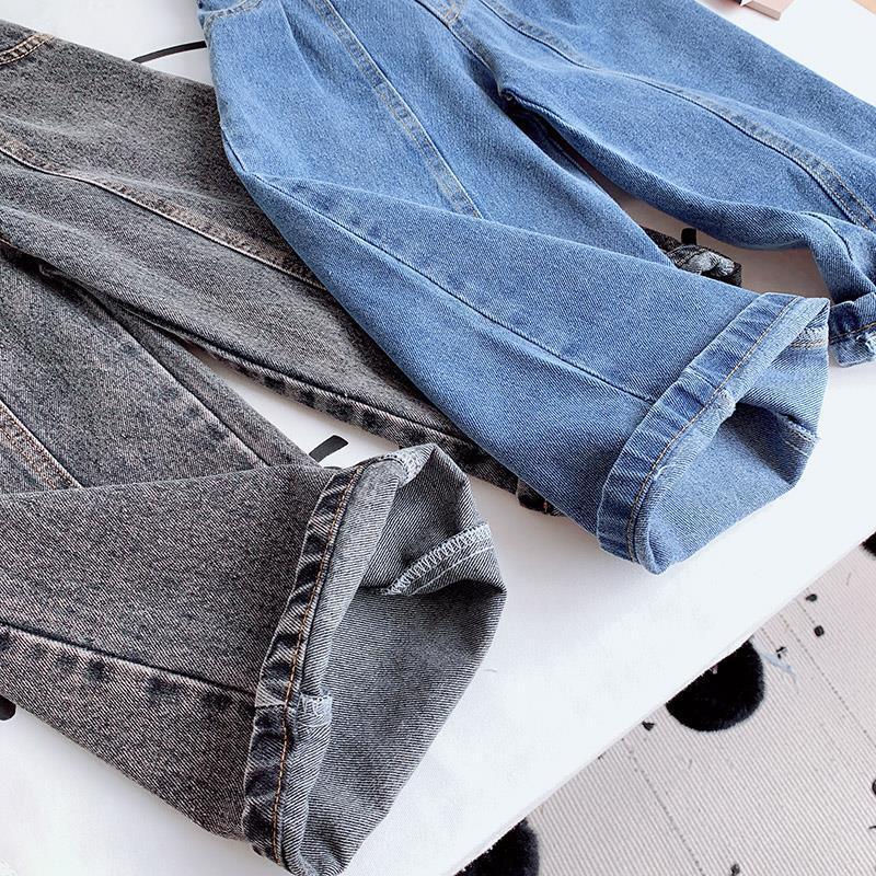Conyson Kids Girls Wide-legged Jeans Spring Fall Children Loose Straight Soft Denim Pants Chubby Baby Girl High Waist Blue Jeans