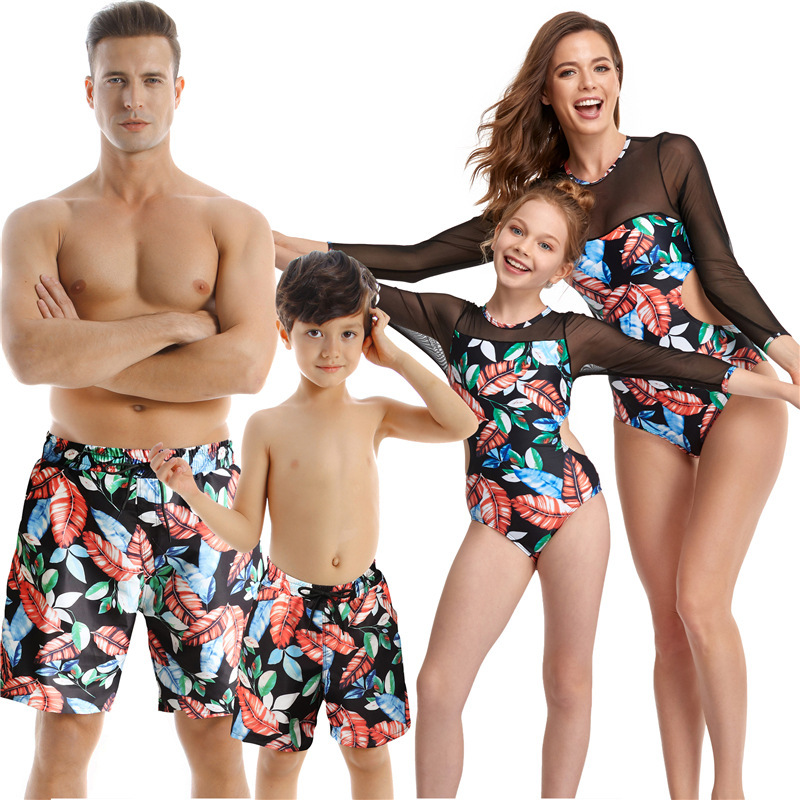 Conyson Custom Summer Family Couples Matching Outfit Dad Mom Baby Boys Girls Women Man 2pcs Kids Clothes Parent-child Swimsuit