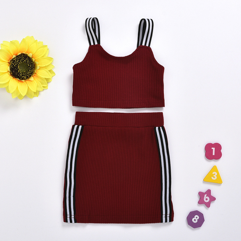 Sleeveless Vest Skirts Kids Girls 2pcs Summer Boutique Kids Clothing Set Cotton Skirt Set Baby Girl Clothes