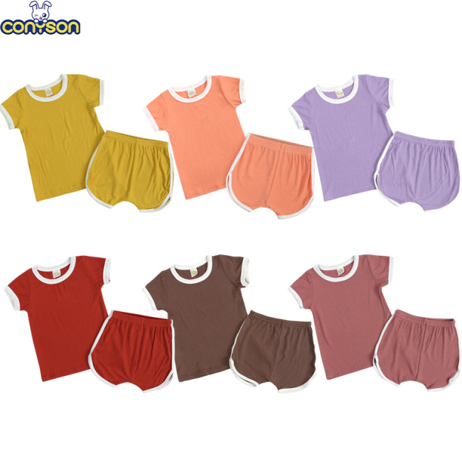 Conyson High Quality Outfit Summer Newborn Summer Infant Cotton Soft Sets Brand 0-4Y Baby Unisex 2 Pieces Kids Matching Set