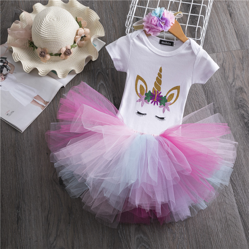 Cute Elegant Baby Girl Clothes Birthday Clothing Pink Party Baby Skirt Outfits Toddler Kids Baby Girl Clothes