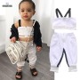 Conyson Mesh Zip White Cotton Tank Top High Waist Long Jogging Pants Workout Clothing Toddler Baby Girls 2pcs Tracksuit Set