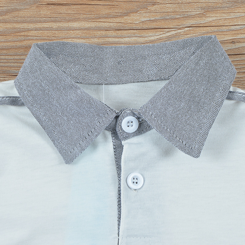 Conyson Wholesale Kids Baby Clothes Summer Causal Outfit Boys Gentlemen Stand Collar Short Sleeves Shirts+Suspender Clothing Set