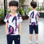 Manufacturer Casual Summer Boys Clothing Sets Camouflage Boys Sport Package Two Piece Graffiti Clothing Set