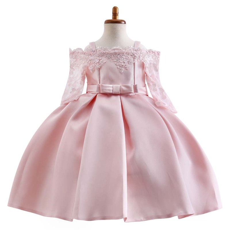 Hot Sale Solid Knee-Length Sleeveless Children Frock Girls Cinderella Princess Dresses For Kids