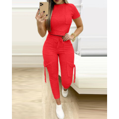 Conyson 2023 High Quality Women Jogger Sweat Shirt Matching Plain Set Clothing 2 Piece Tracksuit Set Women And Ladies Summer set