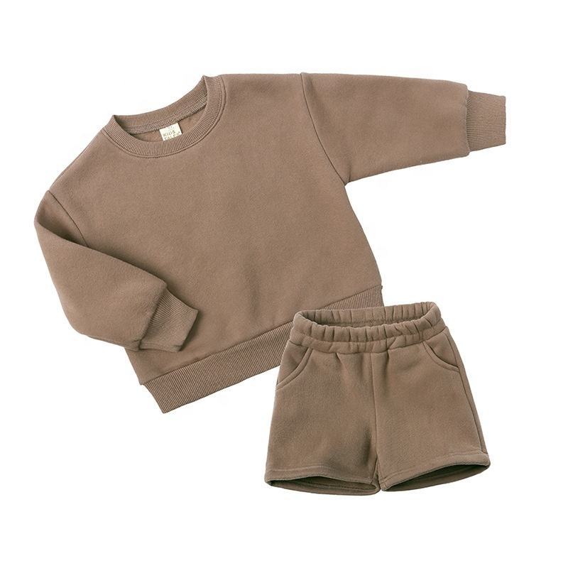 Conyson customize tracksuit baby Biker Shorts Set 2022 Custom Designer Clothes Blank Two Piece set Kids Hoodie Set