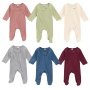 Conyson Wholesale Spring Newborn Clothes Solid Long Sleeve Infant Clothing With Foot Crew Neck Soft Cotton Baby Girls Zip Romper