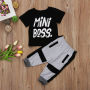 Conyson wholesale two Pieces Summer Kids Toddler Baby Boys Clothes Set Children Little Boys Letter T-shirt Tops Pants Outfit set