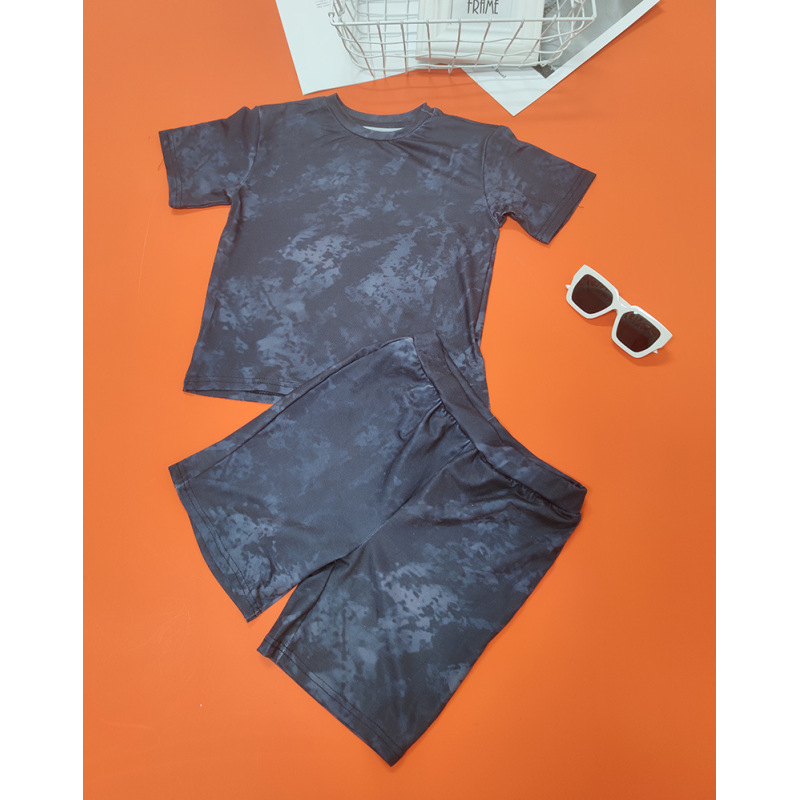 Conyson Wholesale Kids Clothes Outfit Children Girls Fantasy Pullover Tops Shorts 2Pcs Geometric Print Causal Clothing Sets