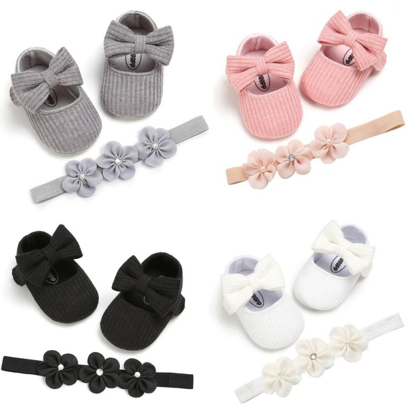 Conyson Wholesale Soft Sole Cotton Spring Flower Bowknot Anti-slip Toddler Baby Girl Princess Shoes