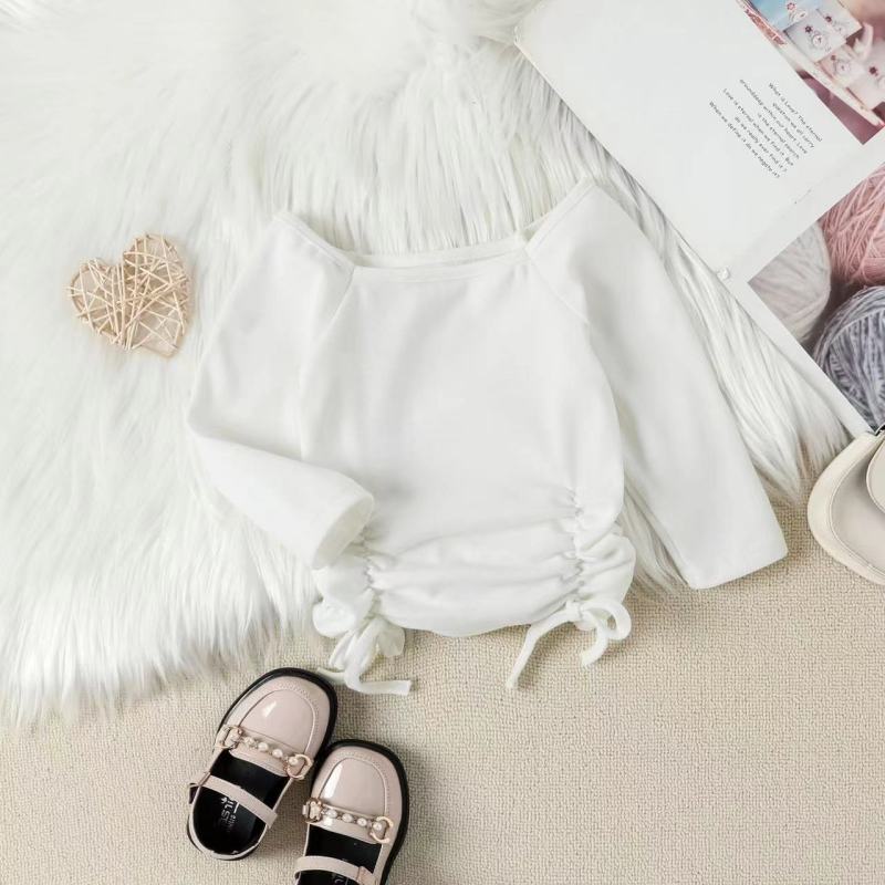 Conyson Casual Kids Girl Clothing Sweater Leather Pants Outfits Long Sleeve Top Pu Pant  With Belt  2pc Girls Sets