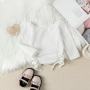 Conyson Casual Kids Girl Clothing Sweater Leather Pants Outfits Long Sleeve Top Pu Pant  With Belt  2pc Girls Sets