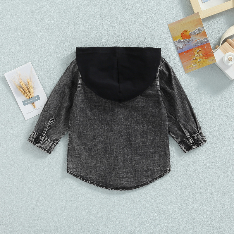 Conyson Spring Kids Girls Casual Denim Coat Casual Clothes Long Sleeve Button Hoodies Children Boys Patchwork Jacket