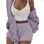 Conyson New Wholesale Plus Size Winter Suit Pjm Cozy Home Leisure 3 Pieces Crochet  long sleeve Women Sexy Matching Set
