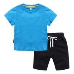 Conyson 2022 Summer Solid Color Cotton Shorts And T Shirt Kids Clothing Sets Custom Baby Boys Clothing Sets 4 To 12 Years Old
