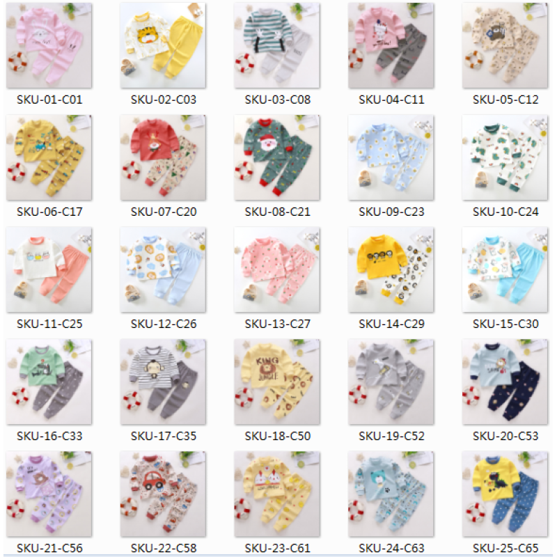 Conyson Wholesale Winter Long Sleeve Knitted Boys Clothes 2Pcs Baby children cartoon Suits for Kids cotton clothing pajama sets
