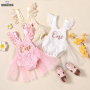 Conyson Lace Summer Cute Kid Baby Girls Romper Lace Off Shoulder Floral Romper Ruffle Bodysuit Jumpsuit girls ruffle Clothes