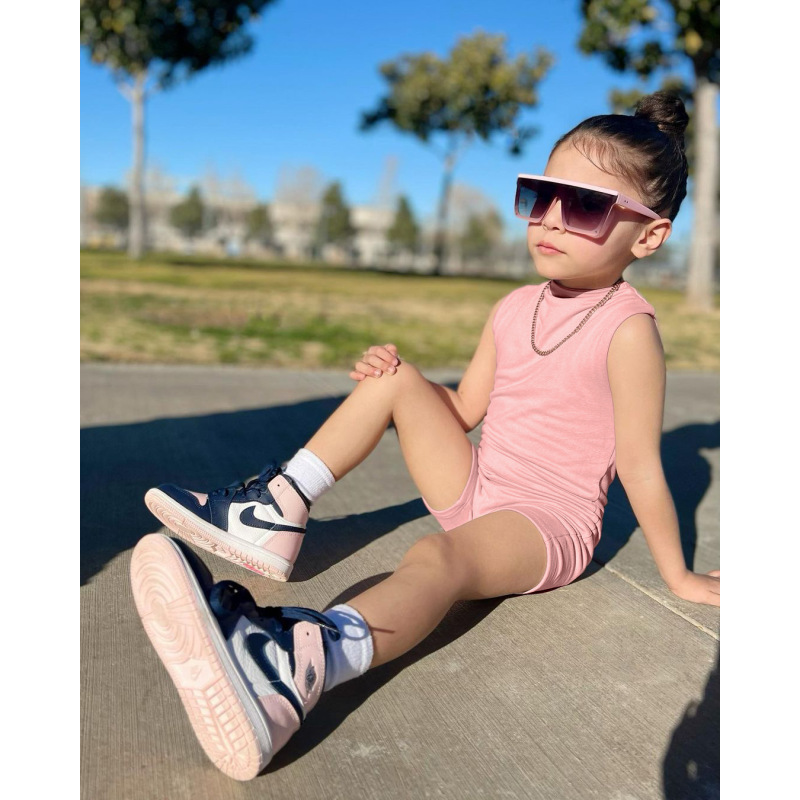 Conyson hot sale ins summer fashion Outdoor toddler girls low price sleeveless one piece Baby Clothes Kids pure color clothing