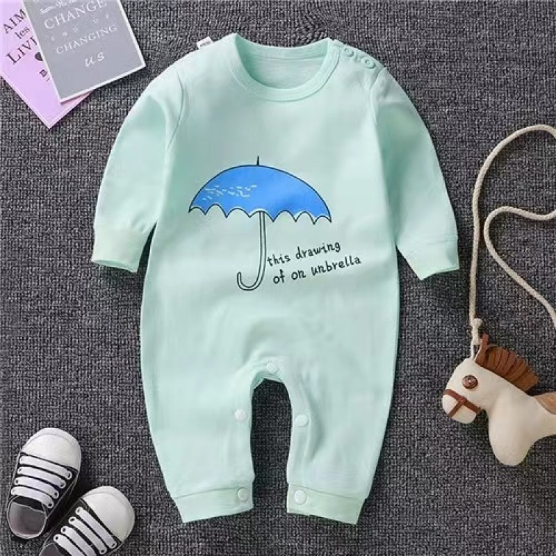 Conyson Wholesale Newborn Children Clothing Vintage Organic Pure Cotton Long Sleeves Stock Lot Cute Cartoon Baby Rompers