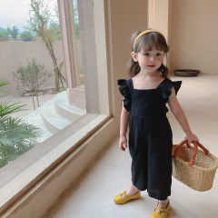 Conyson new arrive hot sale korea summer fashion designer kids cotton clothes 2-6years girl solid short sleeve clothing jumpsuit
