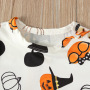 Wholesale Halloween Pumpkin Pattern Long Sleeve Skirt Head Band Two Pieces Outfits Casual Pajama Party Festival Dress