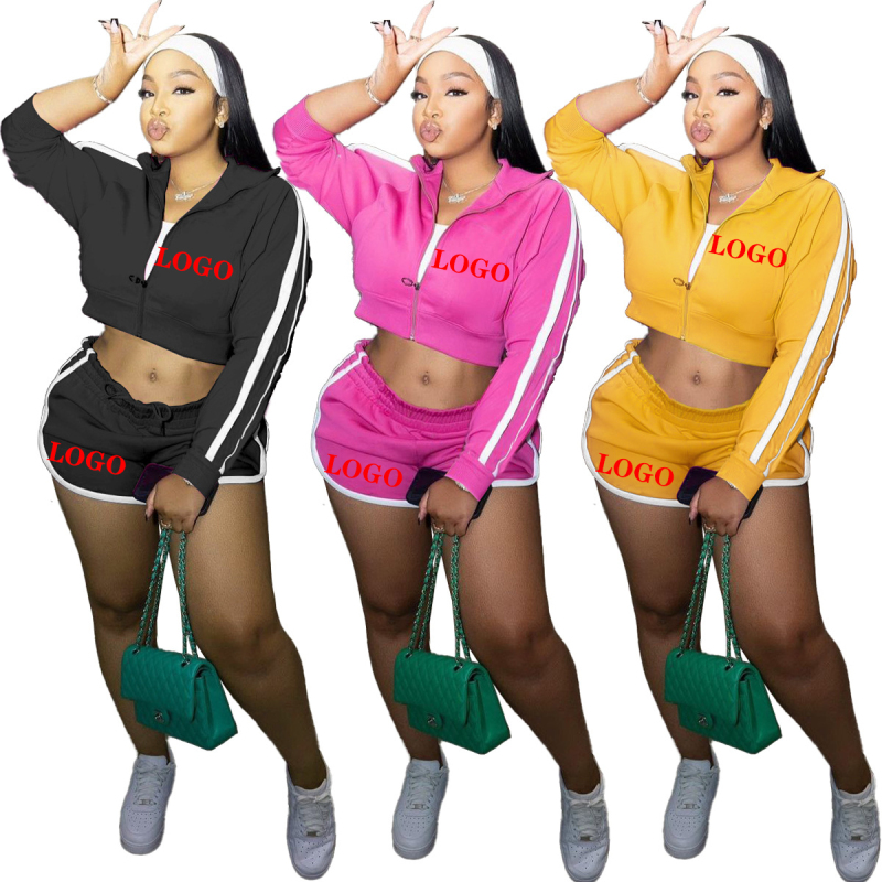 Hot Sale High Quality Summer Custom Jumpsuits Plus Size Jacket Gym Wear Zipper Sweatsuit Puff Cozy Jogger 2 Pieces Women Set