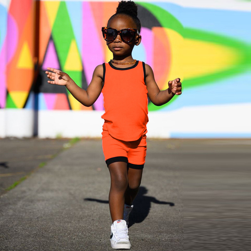 Conyson Kids Summer Vest Sleeveless 1-7 Years Unisex Cute Kids Designer Blank Tracksuit Clothing Set 2023 Girls 2 Pieces Sets