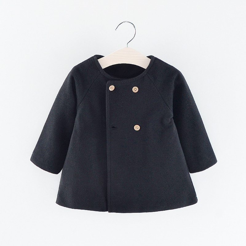 Conyson hot sale korean fashion boutique Baby kids clothes Woolen Girl Long Sleeve Autumn Winter button clothing Windproof Coat