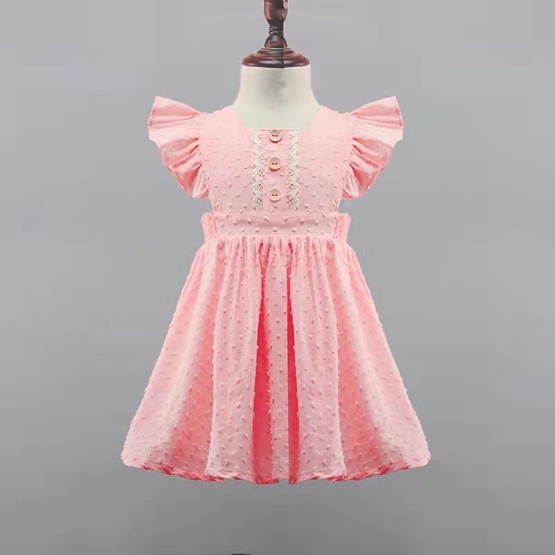 New Conyson High Quality Cotton Kids Summer Casual Party Pinafore Ruffle Shoulder Floral Girls' Dresses 1-9 years