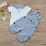 Conyson Wholesale Kids Baby Clothes Summer Causal Outfit Boys Gentlemen Stand Collar Short Sleeves Shirts+Suspender Clothing Set