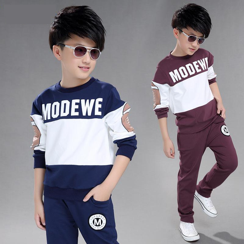 Wholesale Custom Kids Clothes Autumn Boy Casual Suits Boys Clothes Long Sleeve Kids Printing Pullover Two Piece Set